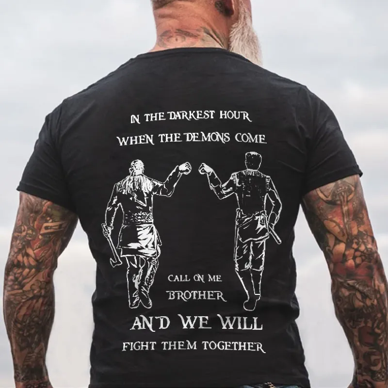 Viking Fight Them Together Printed Men's T-shirt sold by Polyalien