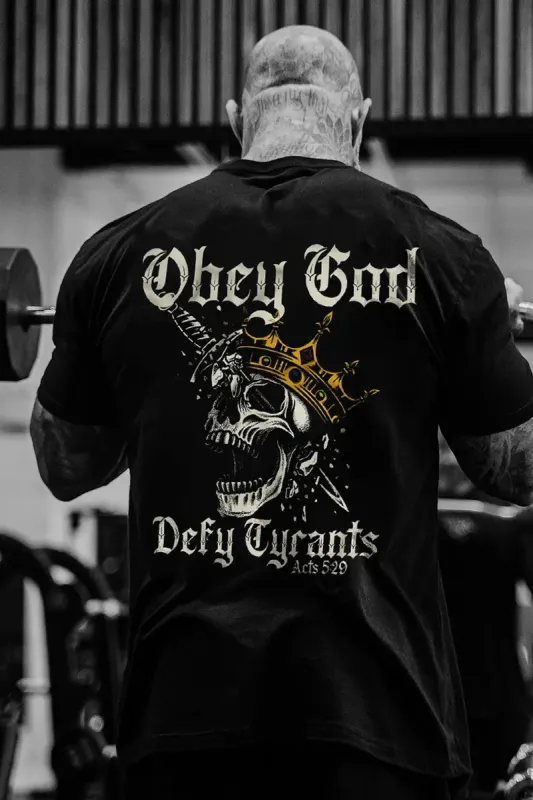 Obey God Defy Tyrants Printed Men's T-shirt sold by Polyalien