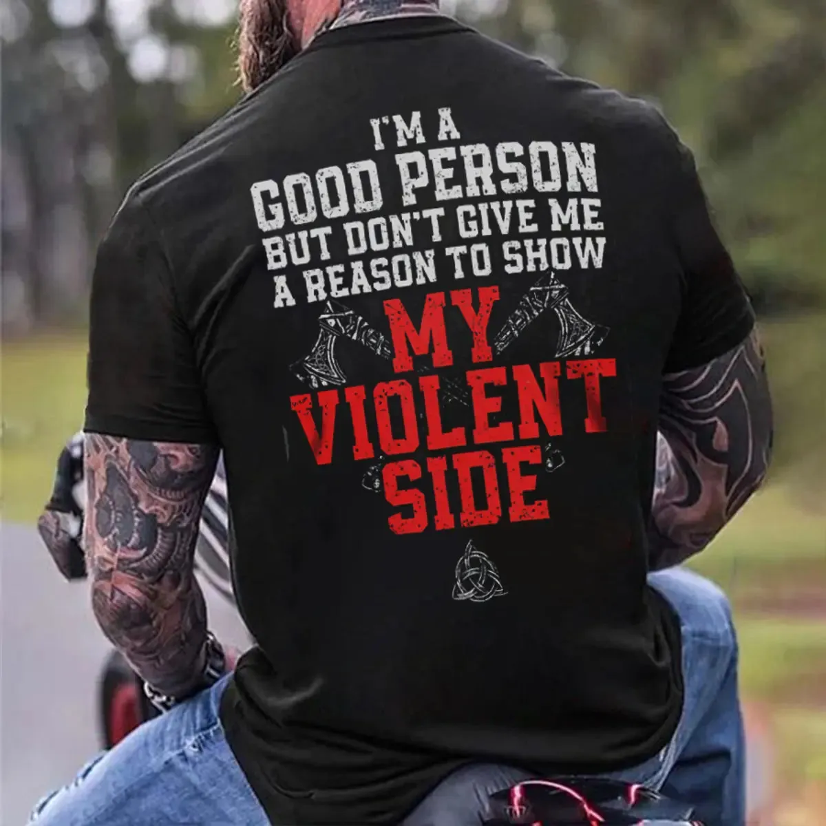 Viking I'm A Good Person Printed Men's T-shirt sold by Polyalien