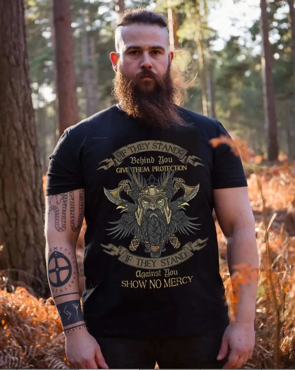 Viking If They Stand Behind You Give Them Protection Printed Men's T-shirt sold by Polyalien product image thumbnail 2