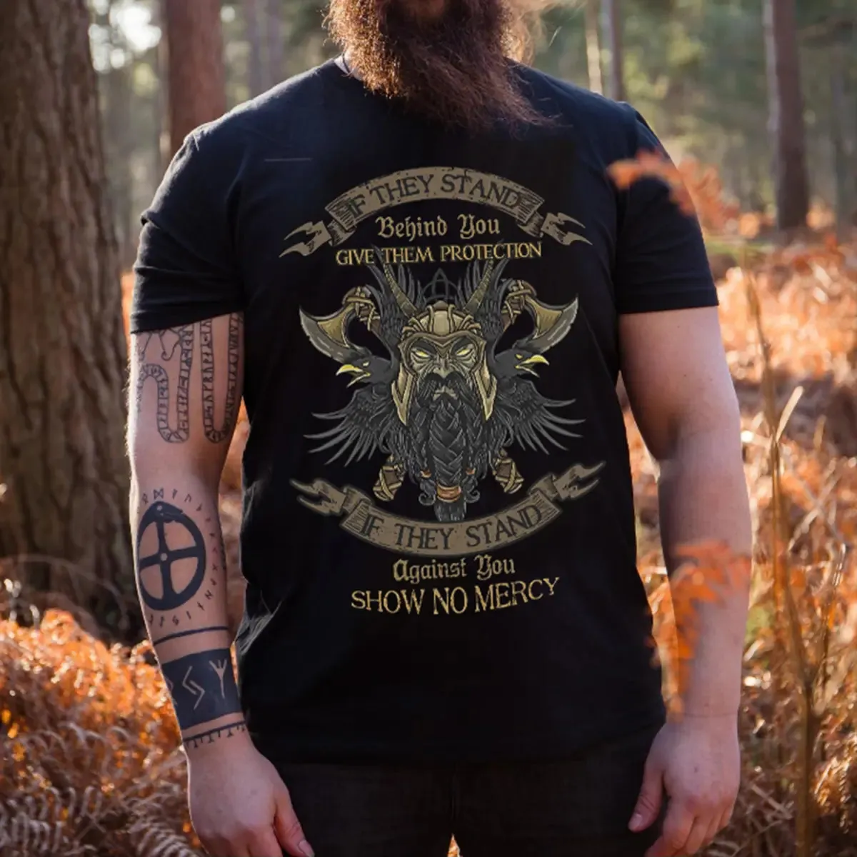 Viking If They Stand Behind You Give Them Protection Printed Men's T-shirt sold by Polyalien
