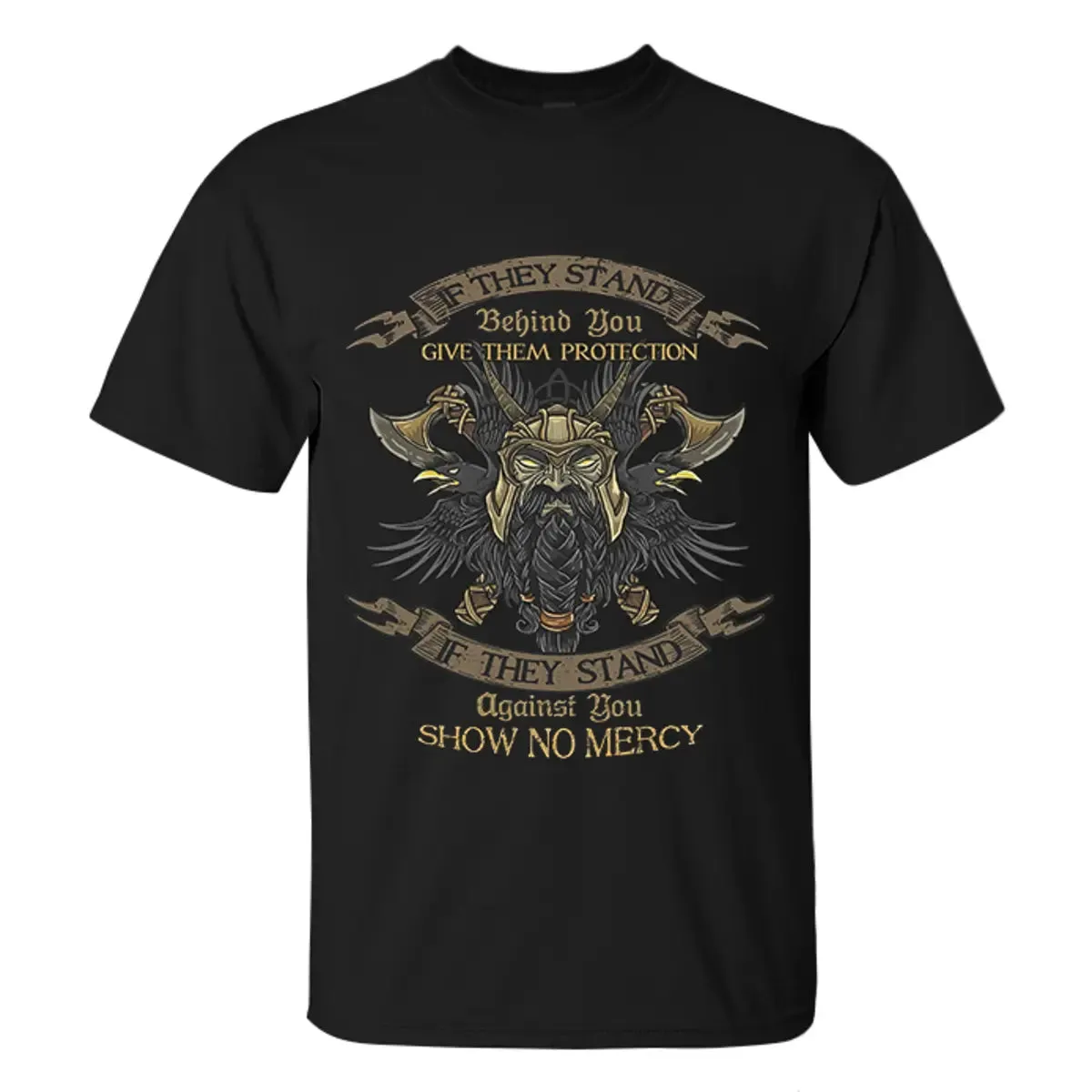 Viking If They Stand Behind You Give Them Protection Printed Men's T-shirt sold by Polyalien product image thumbnail 3