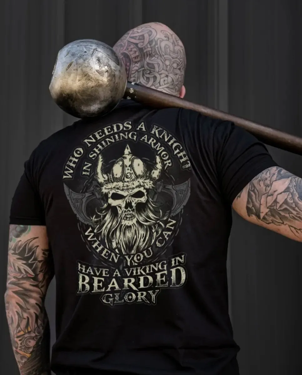 Viking Who Needs A Knight In Shining Armor Printed Men's T-shirt sold by Polyalien product image thumbnail 2