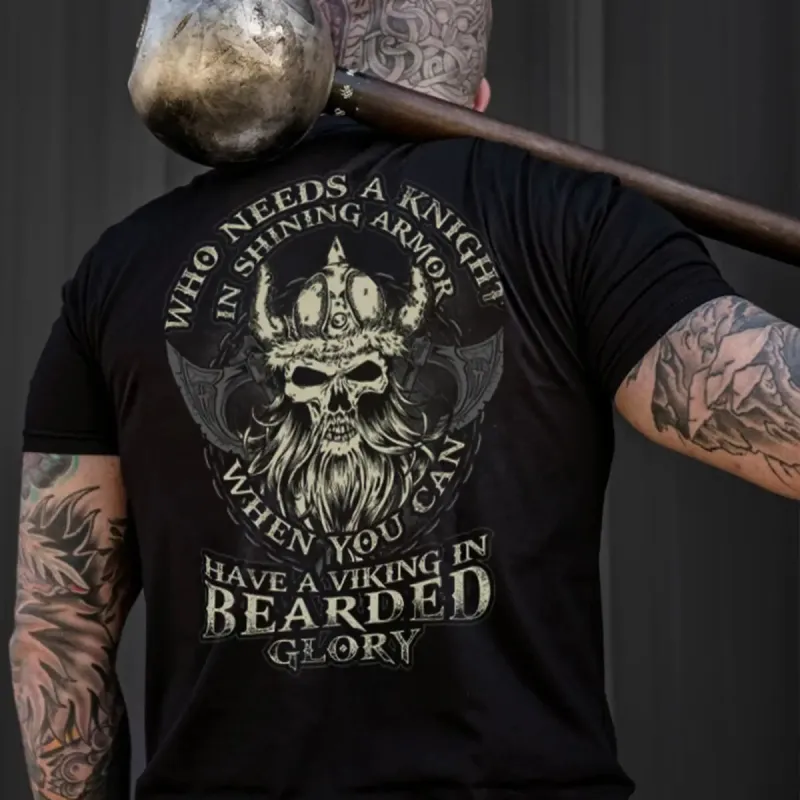 Viking Who Needs A Knight In Shining Armor Printed Men's T-shirt sold by Polyalien