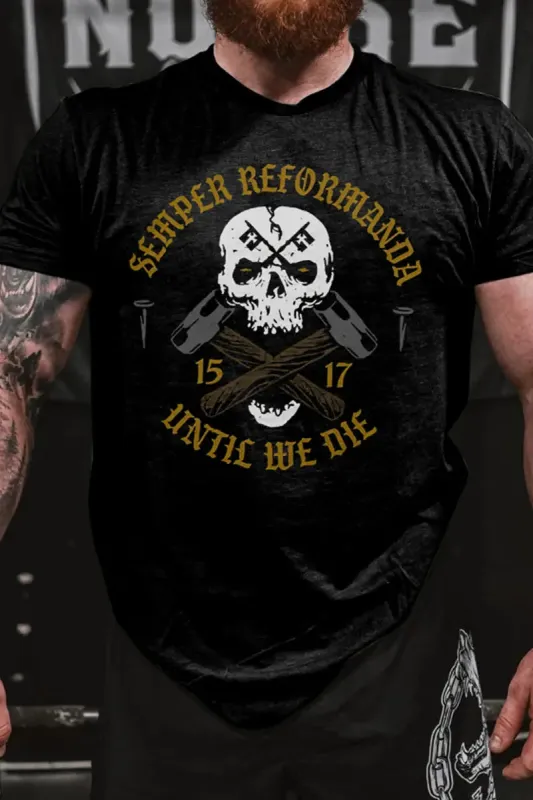 Semper Reformanda Until We Die Printed Men's T-shirt sold by Polyalien