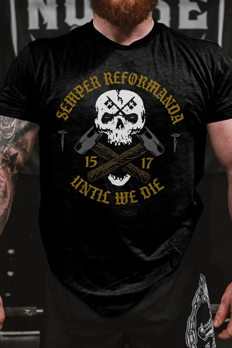 Semper Reformanda Until We Die Printed Men's T-shirt sold by Polyalien