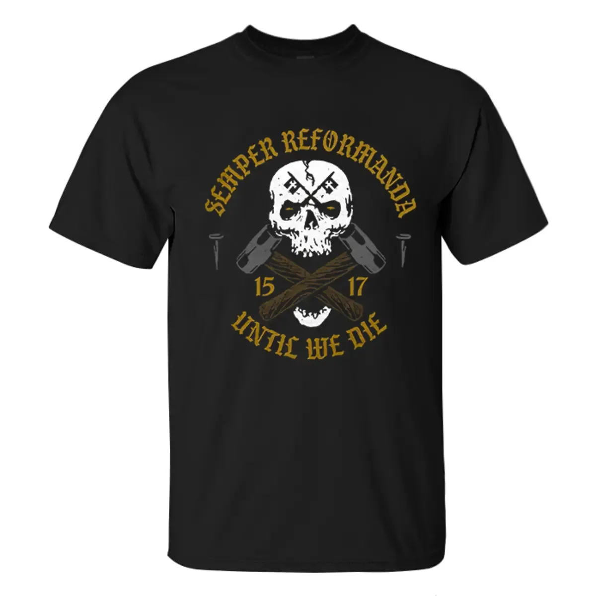 Semper Reformanda Until We Die Printed Men's T-shirt sold by Polyalien product image thumbnail 3