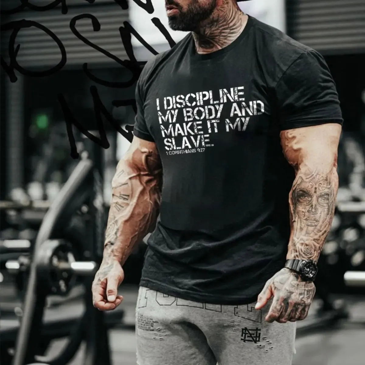 I Discipline My Body And Make It My Slave Printed Men's T-shirt sold by Polyalien product image thumbnail 2