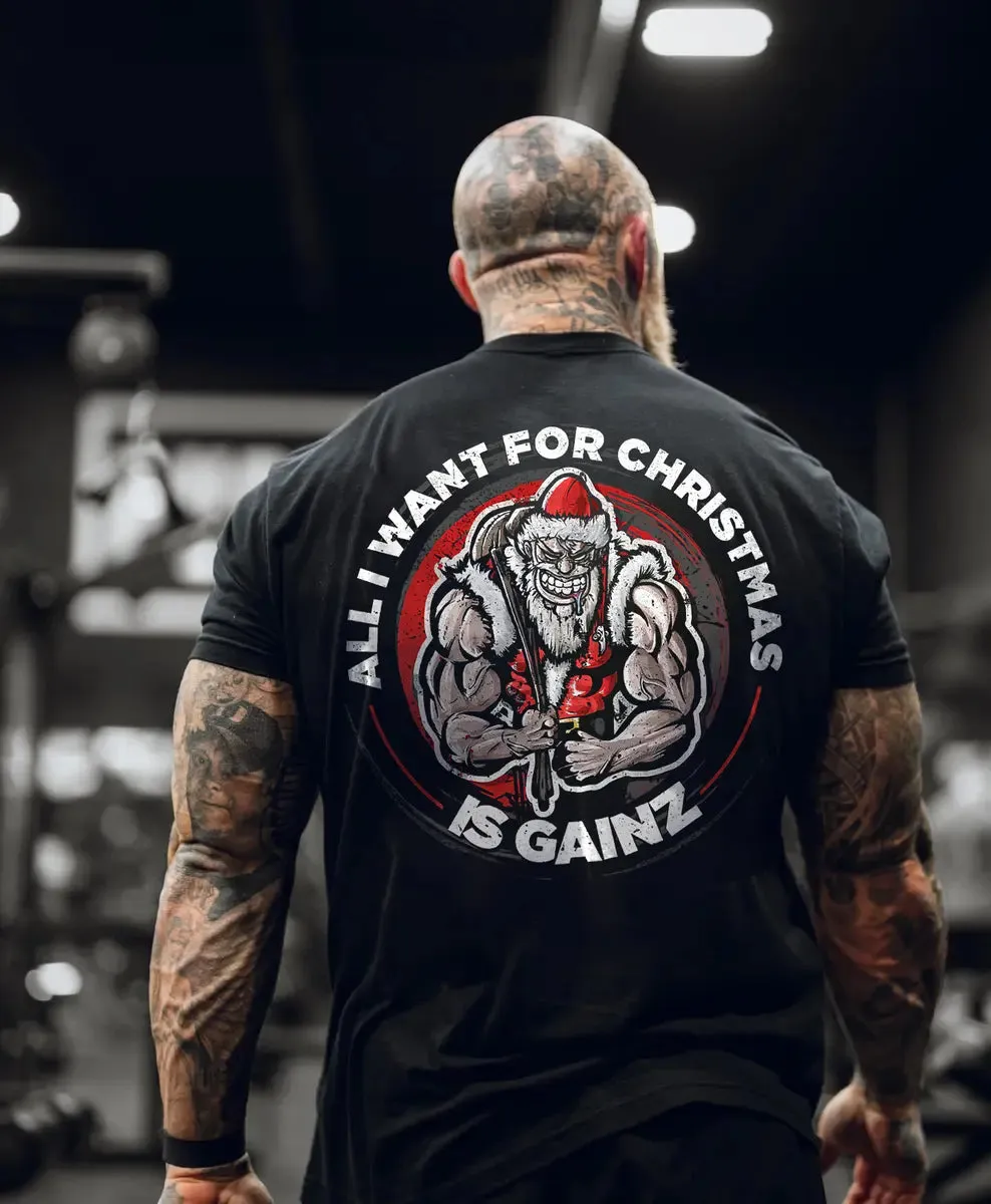 All I Want For Christmas Is Gainz Printed Men's T-shirt sold by Polyalien product image thumbnail 2