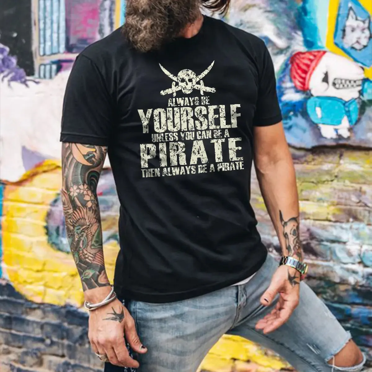 Viking Always Be Yourself Unless You Can Be A Pirate Printed Men's T-shirt sold by Polyalien