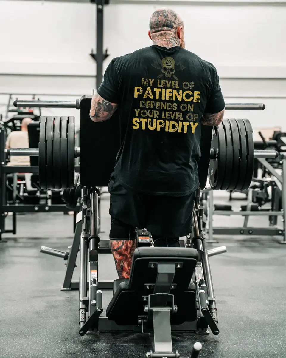 My Level Of Patience Depends On Your Level Of Stupidity Printed Men's T-shirt sold by Polyalien product image thumbnail 2