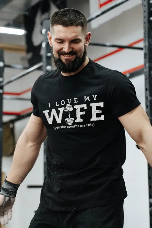 I Love My Wife Printed Men's T-shirt sold by Polyalien