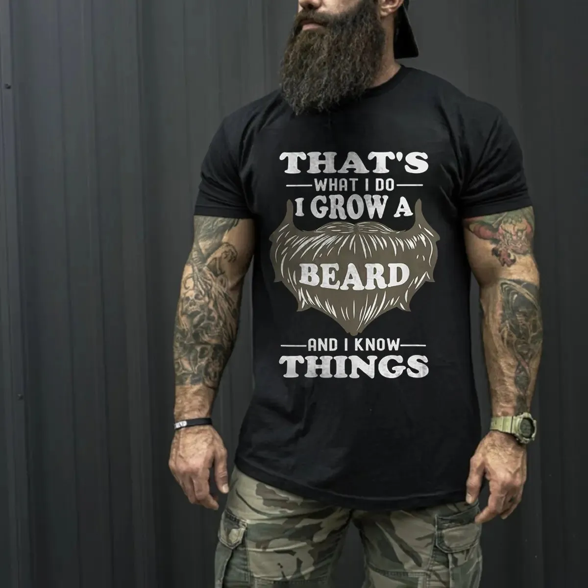 Viking That's What I Do I Grow A Beard Printed Men's T-shirt sold by Polyalien
