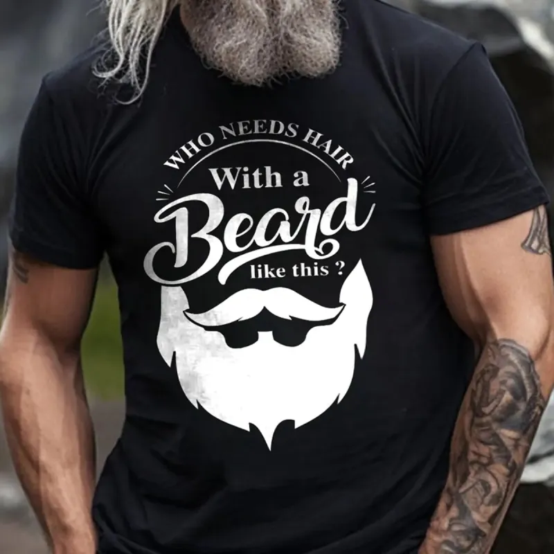 Viking Who Needs Hair With A Beard Like This Printed Men's T-shirt sold by Polyalien