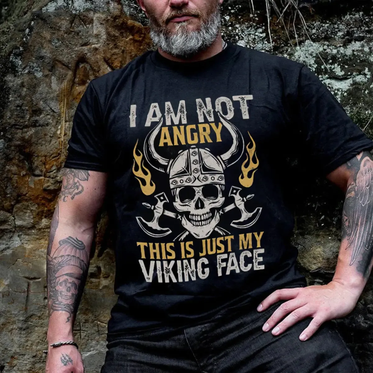 Viking I Am Not Angry Printed Men's T-shirt sold by Polyalien