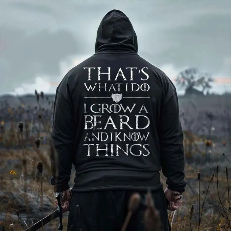 Viking That's What I Do I Grow A Beard Printed Men's Hoodie sold by Polyalien