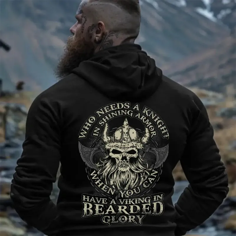 Viking Who Needs A Knight Printed Men's Hoodie sold by Polyalien