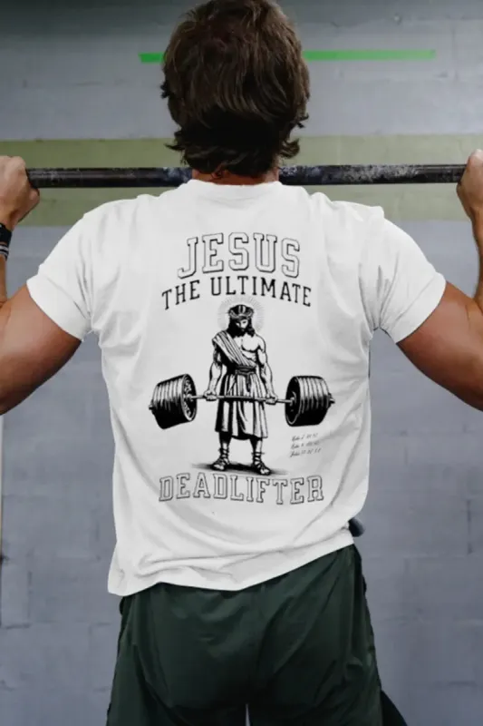 Jesus The Ultimate Deadlifter Printed Men's T-shirt made by Polyalien