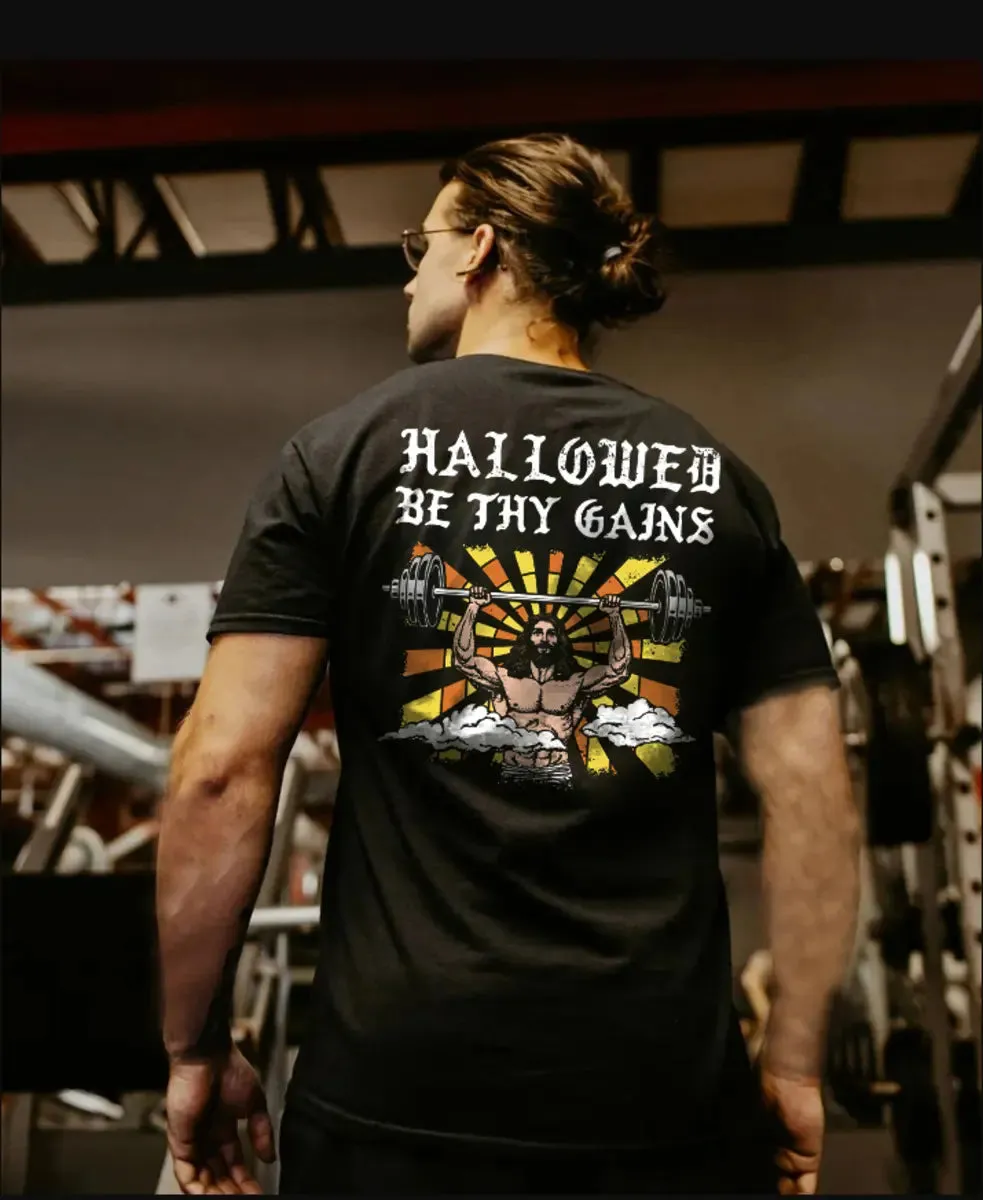Hallowed Be Thy Gains Printed Men's T-shirt sold by Polyalien product image thumbnail 2