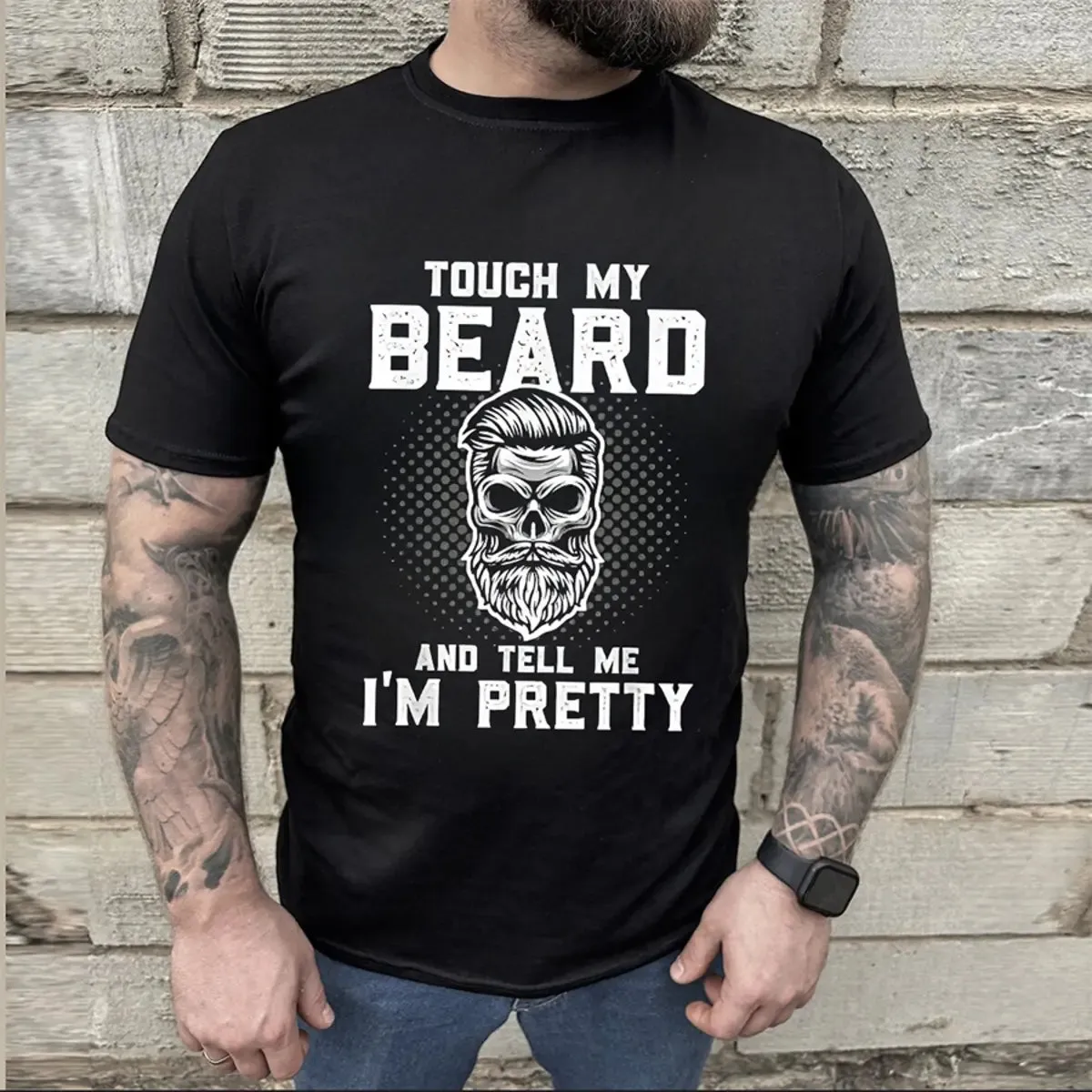 Viking Touch My Beard And Tell Me I'm Pretty Printed Men's T-shirt sold by Polyalien product image thumbnail 3