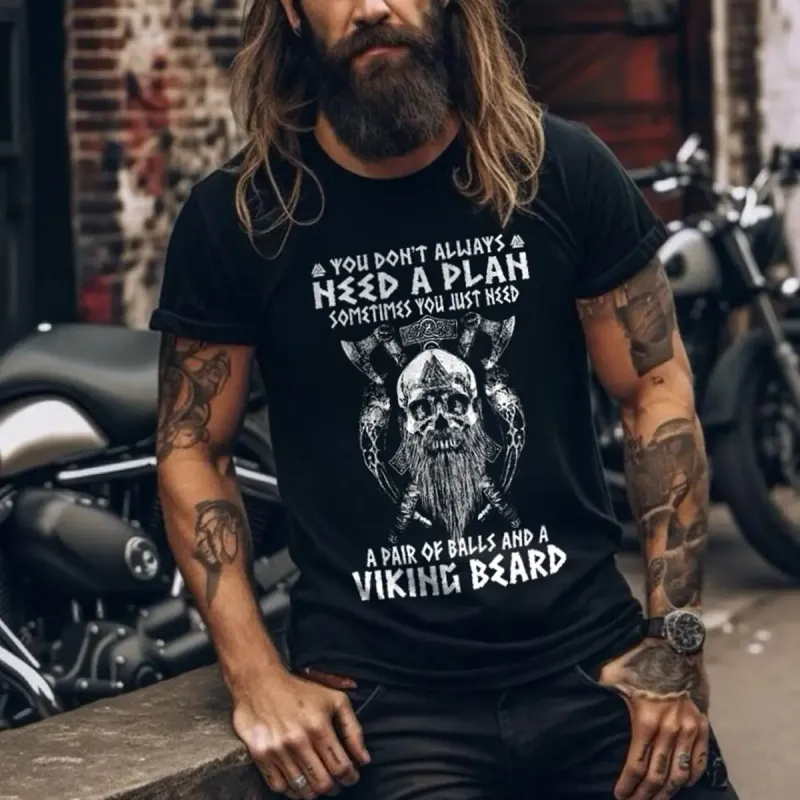 Viking You Don't Always Need A Plan Printed Men's T-shirt sold by Polyalien