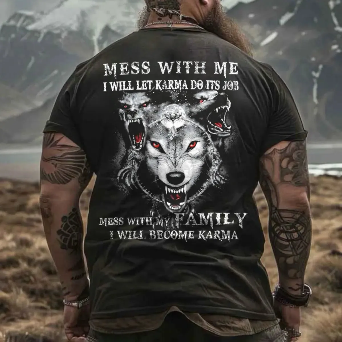 Viking Mess With Me I Will Let Karma Do Its Job Printed Men's T-shirt sold by Polyalien
