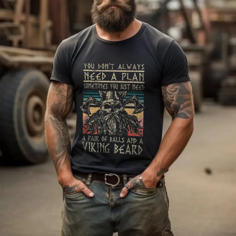 Viking You Don't Always Need A Plan  Printed Men's T-shirt sold by Polyalien