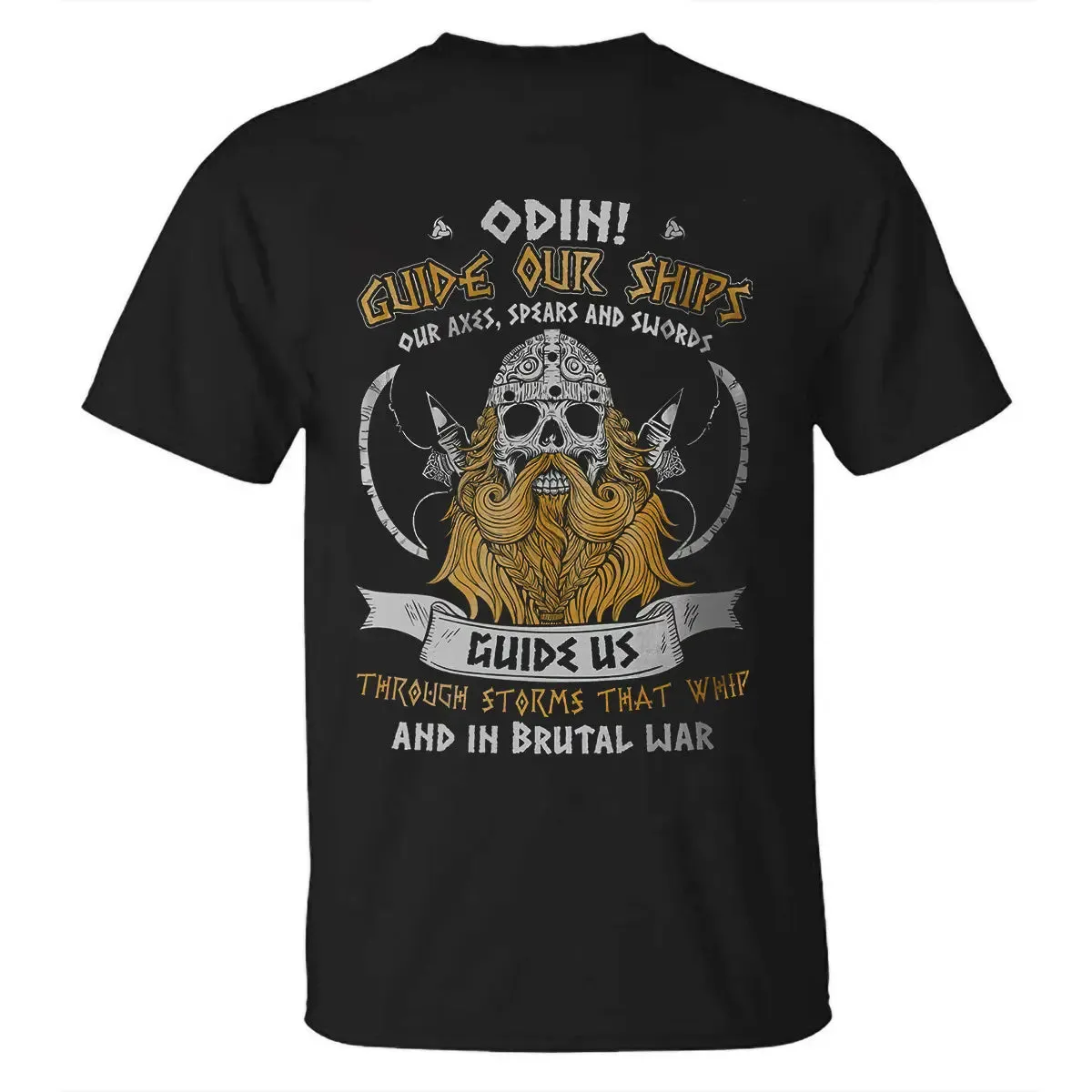 Viking Odin Guide Our Ships Guide Us Printed Men's T-shirt sold by Polyalien product image thumbnail 2