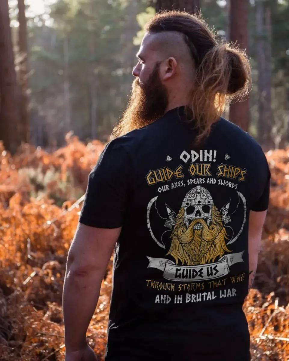Viking Odin Guide Our Ships Guide Us Printed Men's T-shirt sold by Polyalien product image thumbnail 3