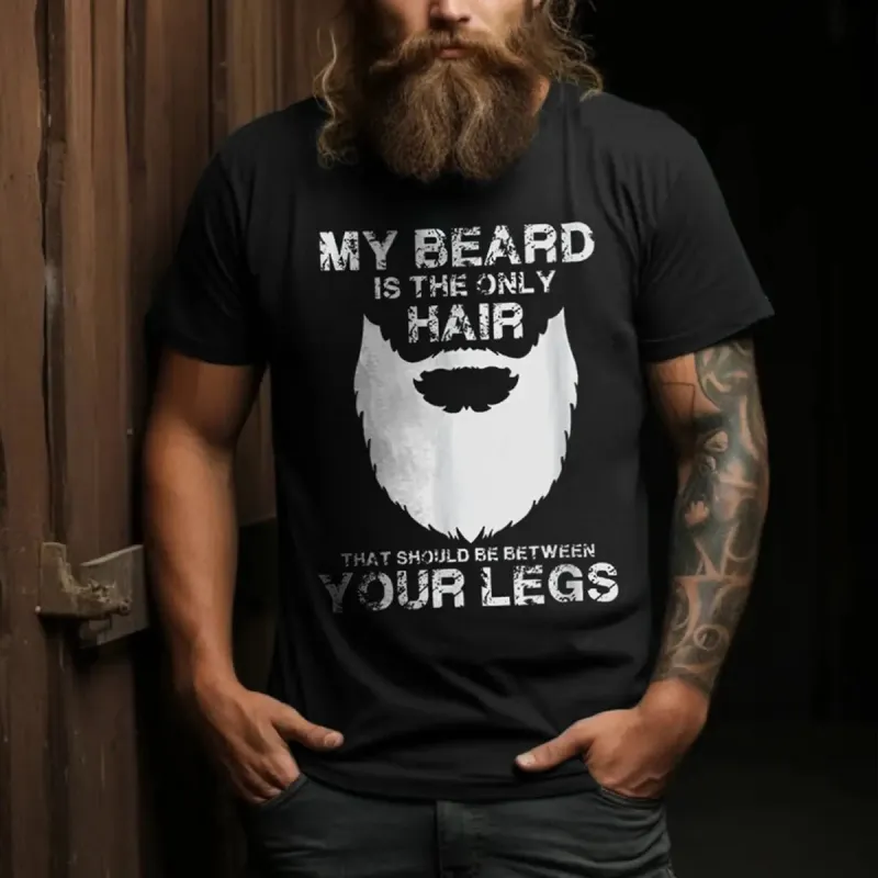Viking My Beard Is The Only Hair Printed Men's T-shirt sold by Polyalien