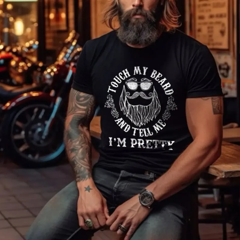 Viking Touch My Beard And Tell Me I'm Pretty Printed Men's T-shirt sold by Polyalien
