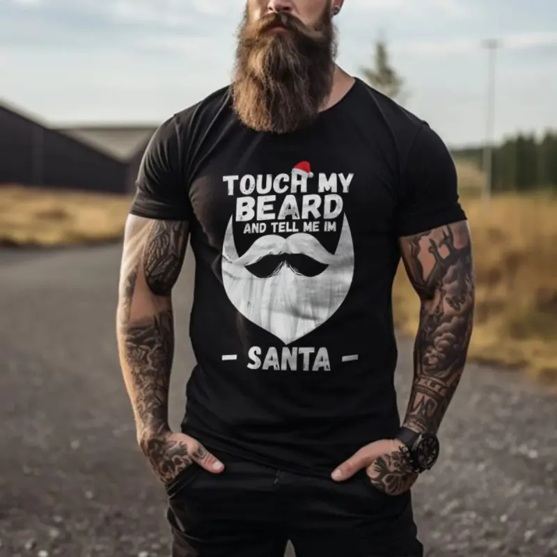 Viking Touch My Beard And Tell Me I'm Santa Printed Men's T-shirt sold by Polyalien