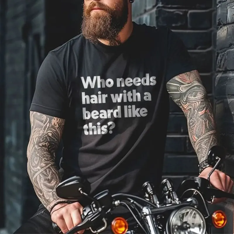 Viking Who Needs Hair With A Beard Like This Printed Men's T-shirt sold by Polyalien
