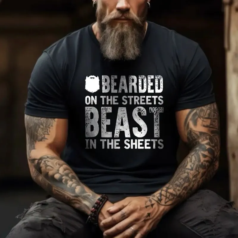 Viking Bearded On The Streets Beast In The Sheets Printed Men's T-shirt sold by Polyalien