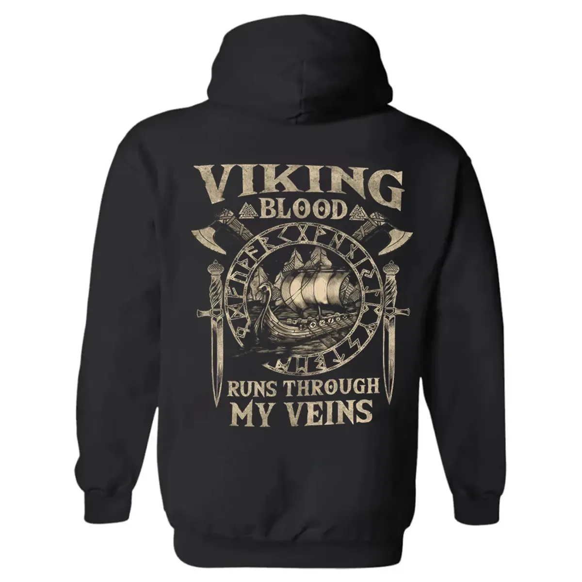 Viking Blood Runs Through My Veins Printed Men's Hoodie sold by Polyalien product image thumbnail 2