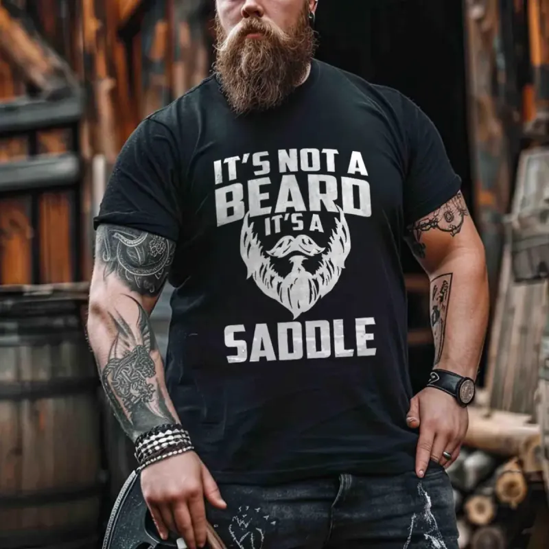 Viking It's Not A Beard It's A Saddle Printed Men's T-shirt sold by Polyalien