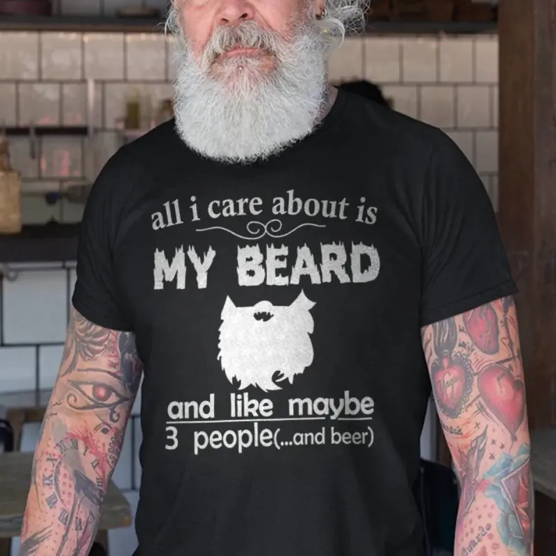 Viking All I Care About Is My Beard Printed Men's T-shirt sold by Polyalien