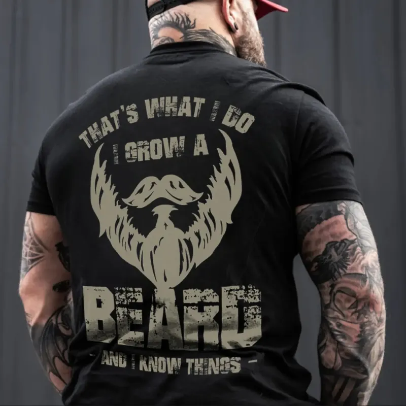 Viking That's What I Do I Grow A Beard And I Know Things Printed Men's T-shirt sold by Polyalien