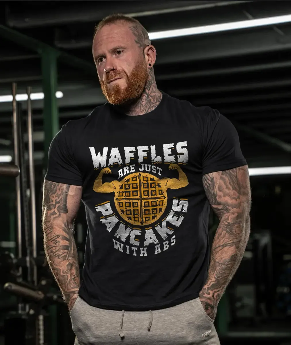 Waffles Are Just Pancakes With Abs Printed Men's T-shirt sold by Polyalien product image thumbnail 2