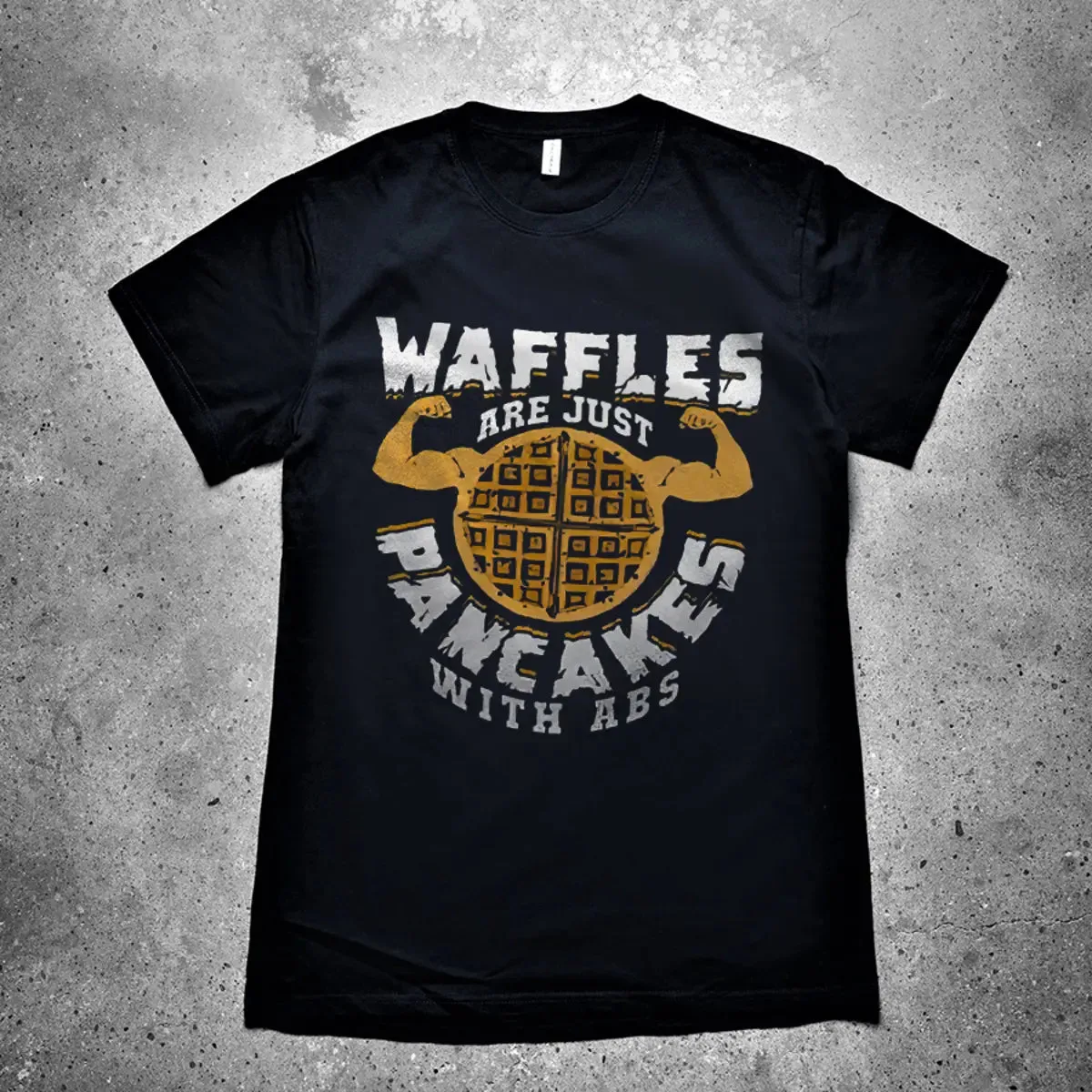 Waffles Are Just Pancakes With Abs Printed Men's T-shirt sold by Polyalien product image thumbnail 3