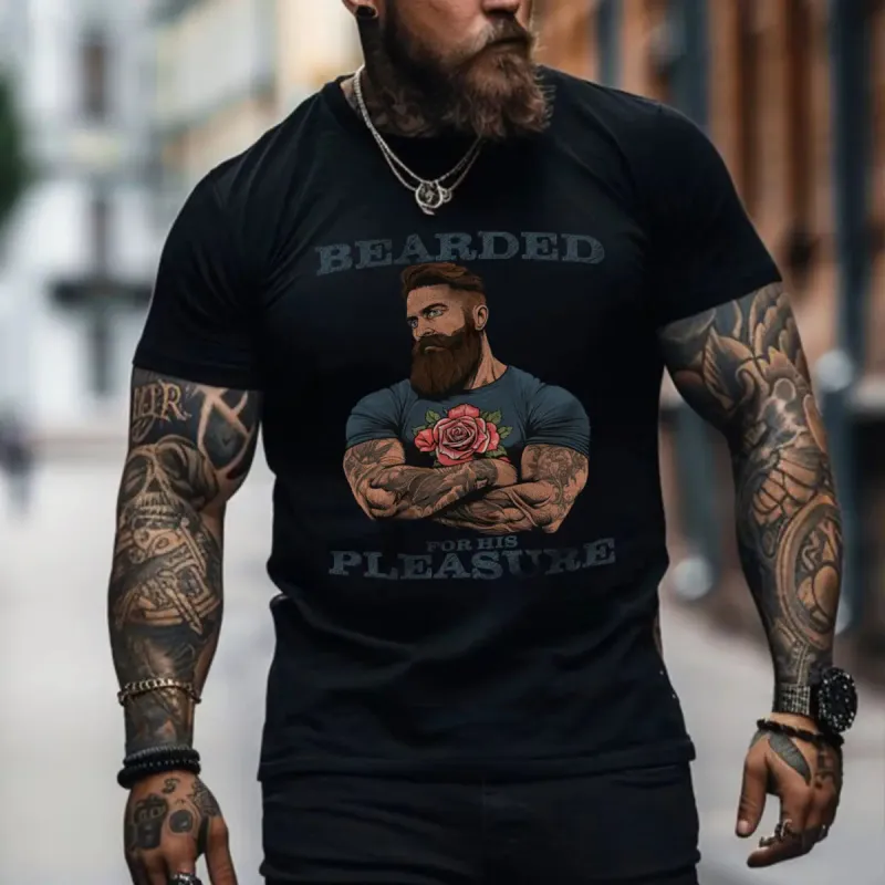 Viking Bearded For His Pleasure Printed Men's T-shirt sold by Polyalien