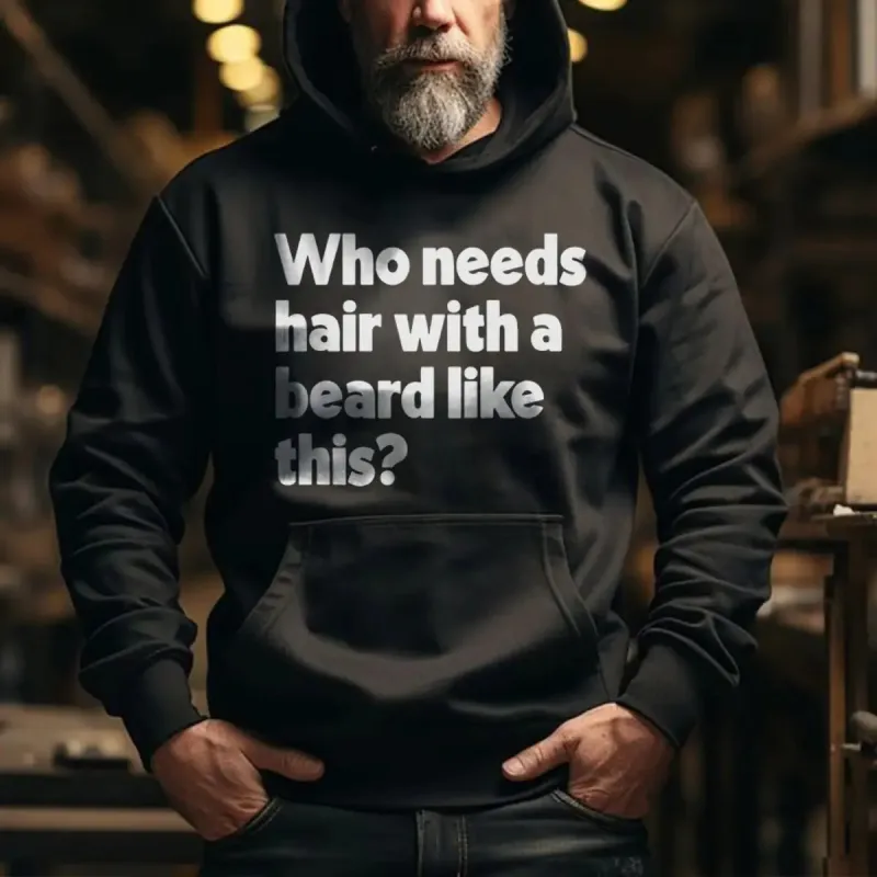 Viking Who Needs Hair With A Beard With This? Printed Men's Hoodie sold by Polyalien