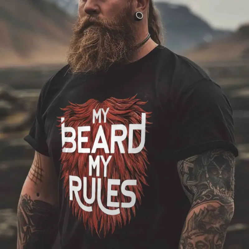 Viking My Beard My Rules Printed Men's T-shirt made by Polyalien