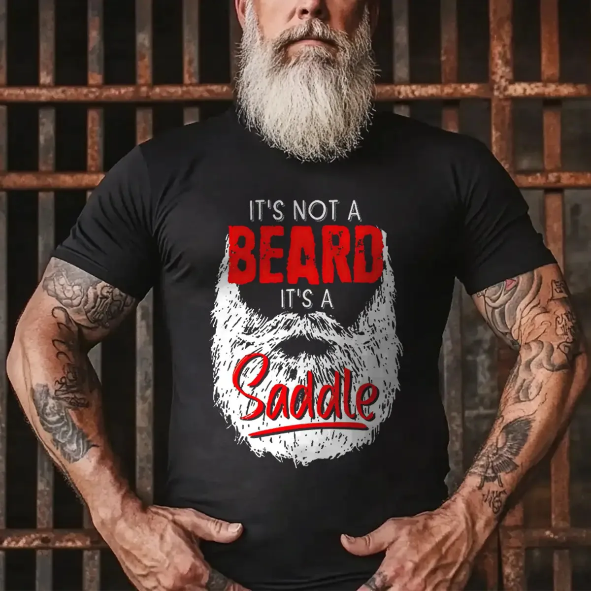 Viking It's Not A Beard It's A Saddle Printed Men's T-shirt sold by Polyalien