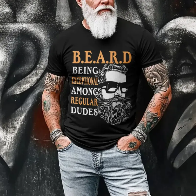 Viking Beard Being Exceptional Among Regular Dudes Printed Men's T-shirt sold by Polyalien