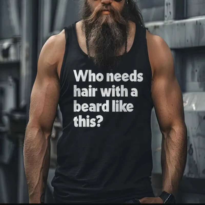 Viking Who Needs Hair With A Beard Like This? Printed Men's Vest sold by Polyalien