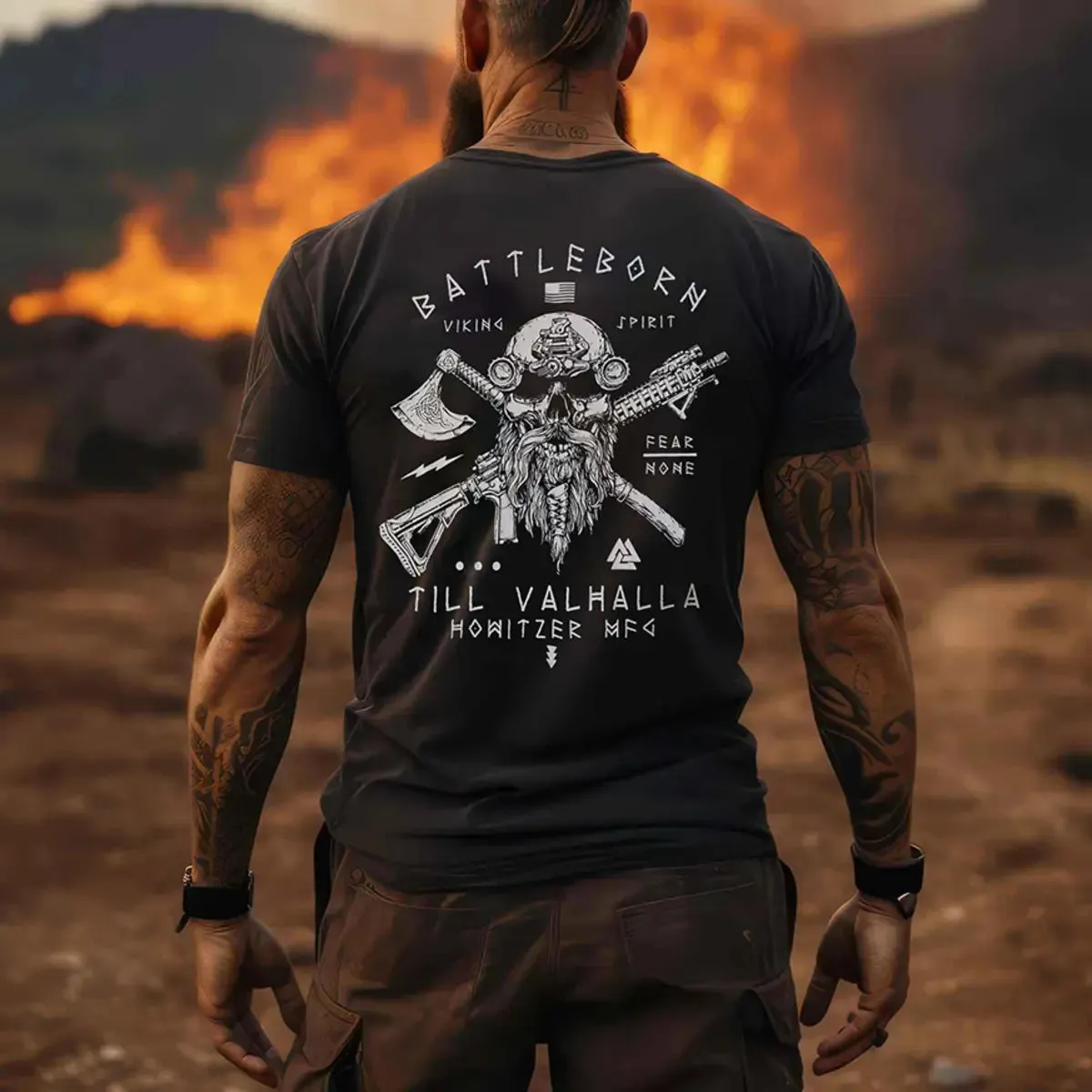 Viking Battleborn Viking Spirit Printed Men's T-shirt sold by Polyalien