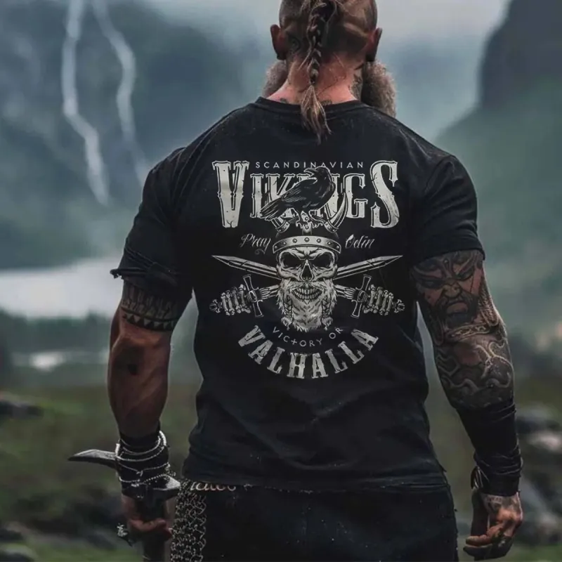 Viking Victory Or Valhalla Printed Men's T-shirt made by Polyalien