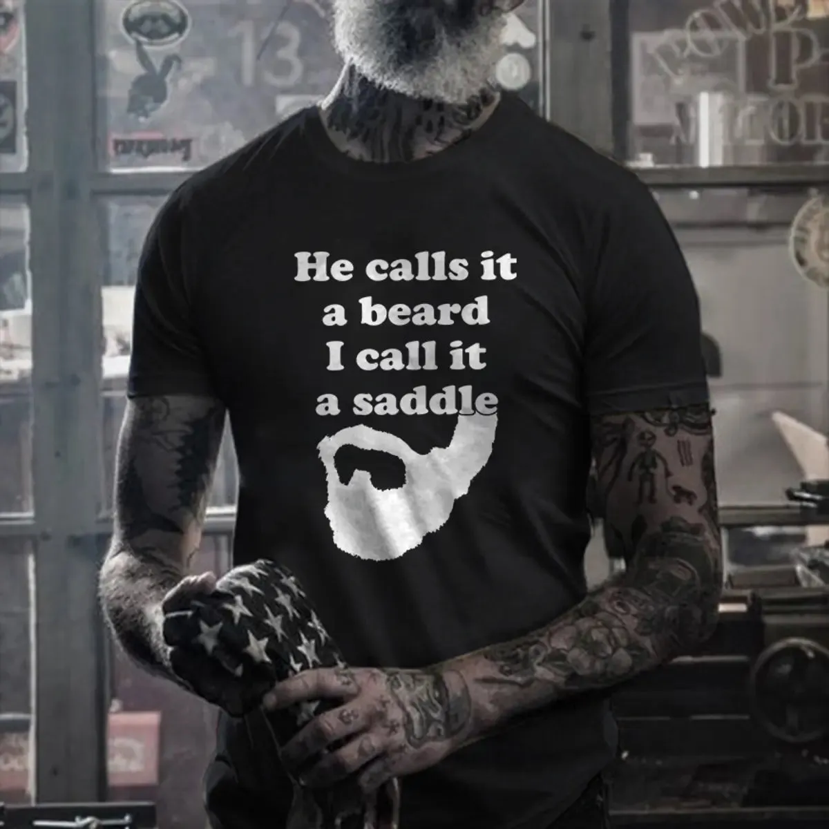 Viking He Calls It A Beard I Call It A Saddle Printed Men's T-shirt sold by Polyalien