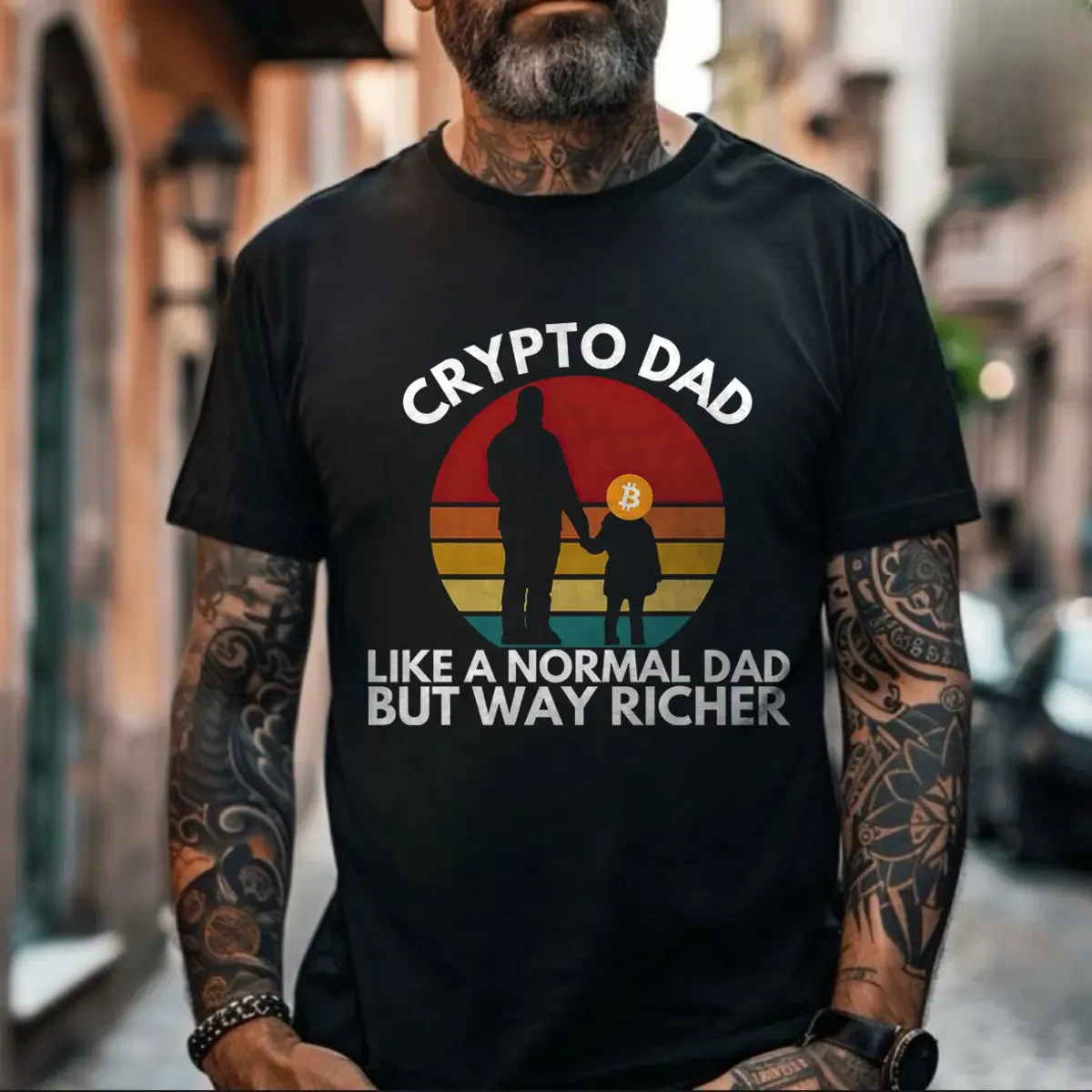 Crypto Dad Like A Normal Dad But Way Richer Printed Men's T-shirt sold by Polyalien